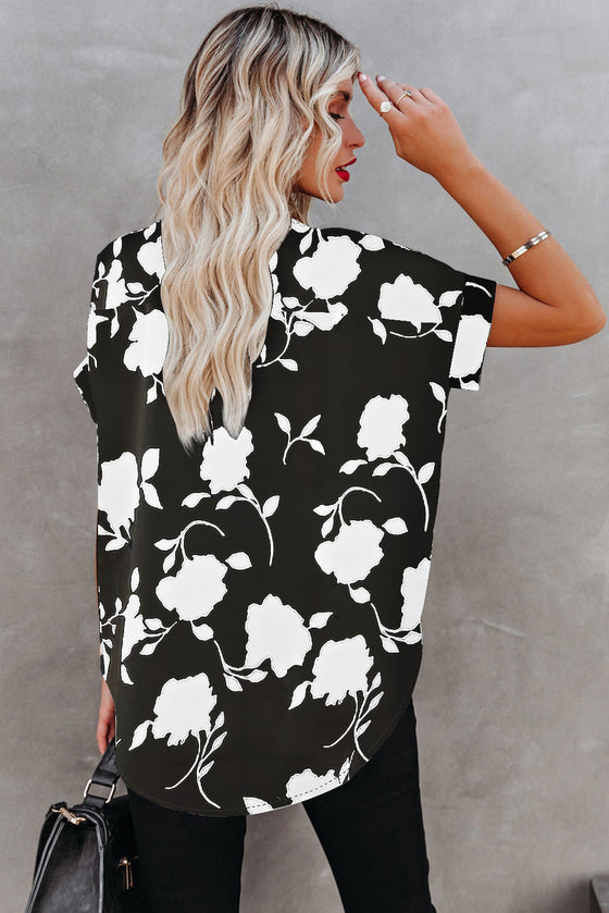 Floral Printed V Neck Short Sleeve Blouse | Available in 3 Colors