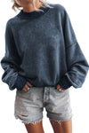 Red Drop Shoulder Crewneck Washed Pullover Sweatshirt