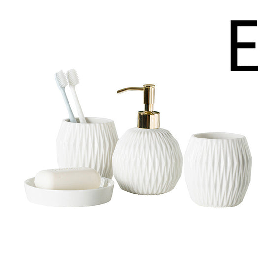 Nordic Bathroom Wash And Embossed Hotel Mouthwash Cup Set