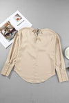 Apricot Elegant Cowl Neck Long Sleeve Blouse