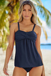 Navy Blue Ruched Swing Tankini Swimsuit | Available in 3 Colors