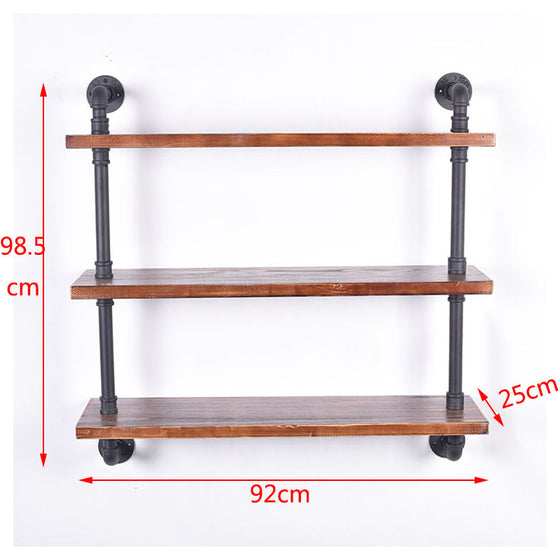 3 Tiered Industrial Style Iron Water Pipe Wall Shelf