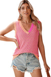 Strawberry Pink Chevron V Neck Knitted Vest