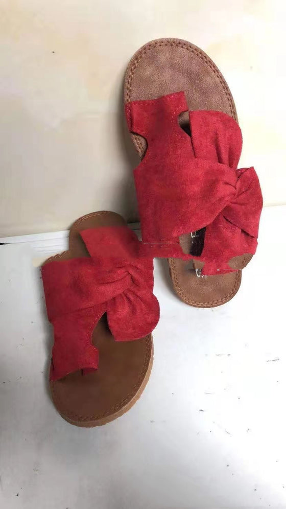 Women's Suede Bow Sandals
