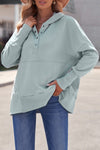 Grey Batwing Sleeve Casual Pocket Henley Hoodie | Available in 7 Colors