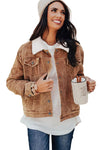 Khaki Corduroy Sherpa Snap Flap Pocket Jacket | Other Colors Available