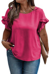 Bright Pink Ruffled Short Sleeve Plus Size Top | Available in 4 Colors