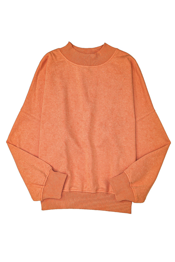 Red Drop Shoulder Crewneck Washed Pullover Sweatshirt