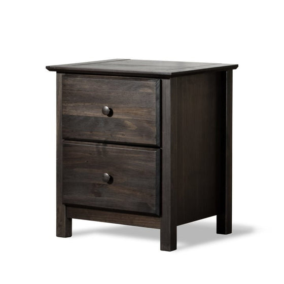 Farmhouse Solid Wood 2 Drawer Nightstand in Espresso