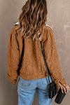 Brown Casual Sherpa Lining Corduroy Jacket