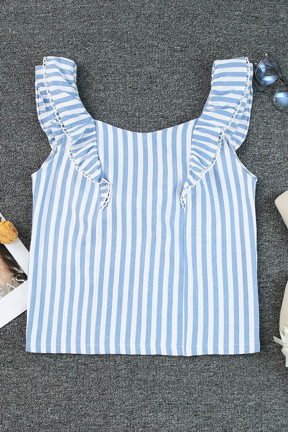 Blue Striped Sleeveless Shirt