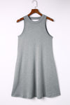 Black Crisscross Cut-out Back Knit Sleeveless Dress | Available in Gray