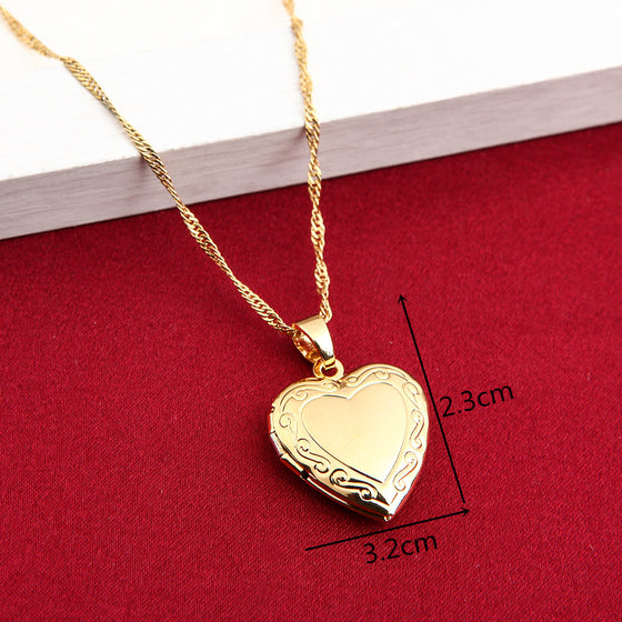 Heart Locket with Chain in Gold Finish