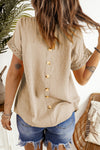 Apricot Swiss Dot Crochet Eyelet Back Button Detail Blouse | Available in 3 Colors