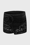 Black Crochet Drawstring Cut Out Bikini Bottom