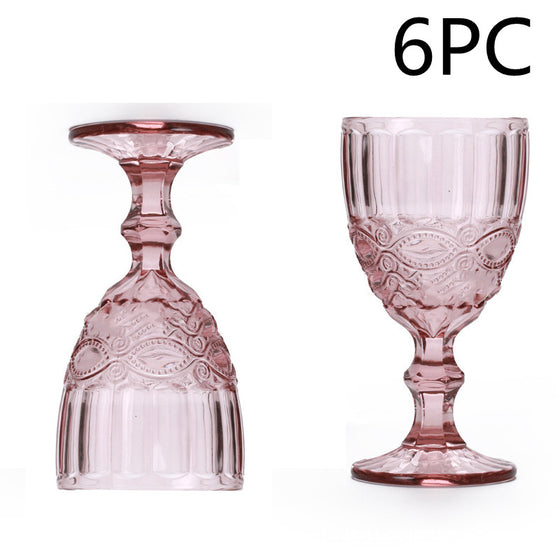 Vintage Style Stained Glass Embossed Goblet