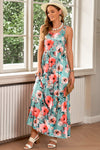 Green Floral Sleeveless Maxi Dress