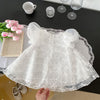 Baby Princess Hundred Days Banquet Clothes Puff Short Sleeve Cotton Lace Skirt