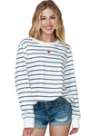 Striped Print Casual Long Sleeve Pullover Top | Available in 2 Colors