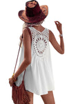 White Bohemian Crochet Sleeveless Tunic Top | Also Available in Black