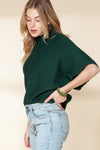 Medium Grey Mock Neck Batwing Sleeve Knit Sweater | Available in 4 Colors