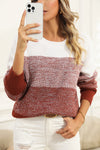 Pickle Green Color Block Drop Shoulder Ribbed Trim Sweater | Available in Other Colors