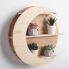 Crescent Moon Shaped Round Wooden Wall Shelf