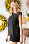 Black Crew Neck Sleeveless Sequin Top