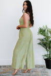 Green Asymmetric Wide Leg Jumpsuit