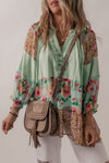 Green Floral Patchwork Blouse