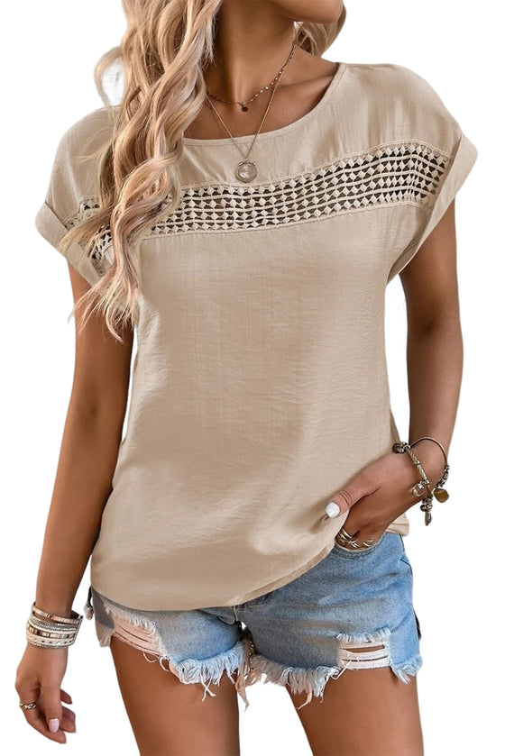 Khaki Crochet Detail Shirt for Women