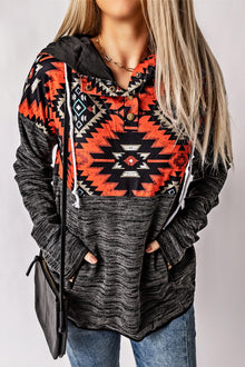  Black Tribal Geometric Print Hoodies with Pocket | Other Colors Available