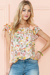 Apricot Pink Floral Print Ruffle Sleeve Blouse | Available in 2 Colors