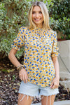 Orange Floral Mock Neck Blouse | Available in Yellow