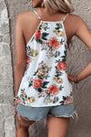 White Floral Print Lace V-Neck Cami