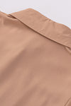 Khaki Solid Color Casual Button Up Puff Sleeve Pleated Shirt | Available in Other Colors