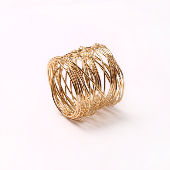 Metal Woven Napkin Ring Set in Gold and Silver Finish