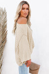 Apricot Solid Color Ribbed Knit 3/4 Sleeve Pullover Sweater | Available in 5 sizes