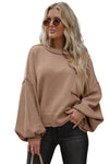 Apricot Raw Edge Pocket Exposed Seam Knitted Sweater