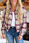 Multicolor Plaid Print Turn Down Collar Zip Up Jacket