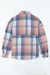 Gold Flame & Grey Plaid Button Up Collared Flannel Shacket