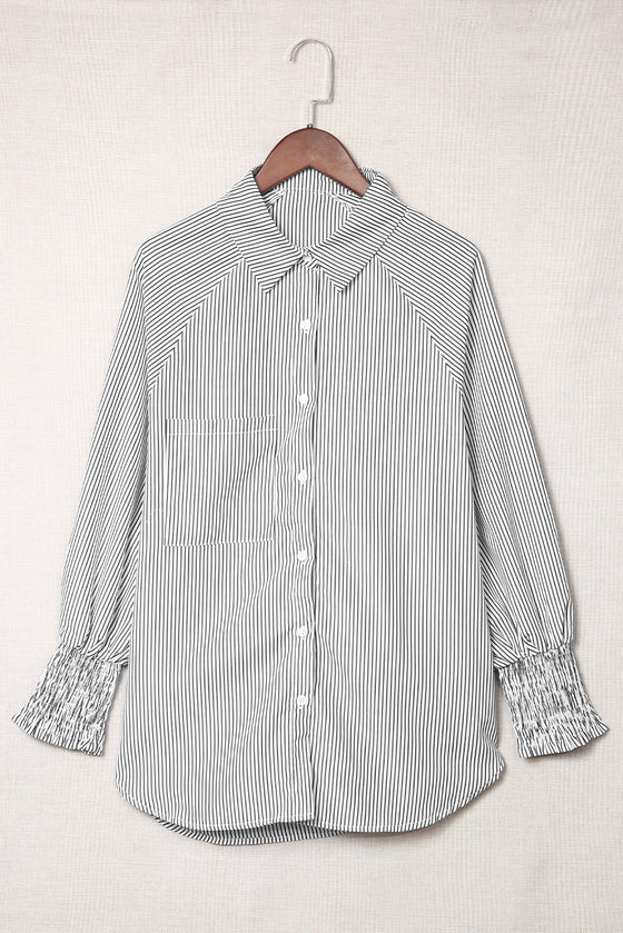 Light Blue Striped Button-up Shirt | Available in 3 Colors