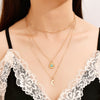 Turquoise Multilayer Necklace Metal Moon Pendant Necklace