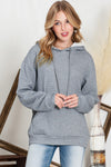 White Lattice Textured Kangaroo Pocket Drawstring Hoodie