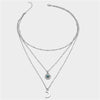 Turquoise Multilayer Necklace Metal Moon Pendant Necklace