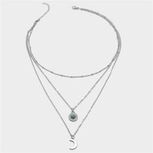  Turquoise Multilayer Necklace Metal Moon Pendant Necklace