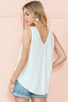 White Lace Crochet Eyelet V Neck Tank Top | Available in 4 Colors