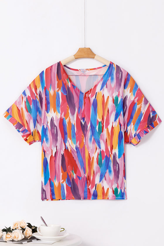 Multicolor Watercolor Abstract Design Blouse