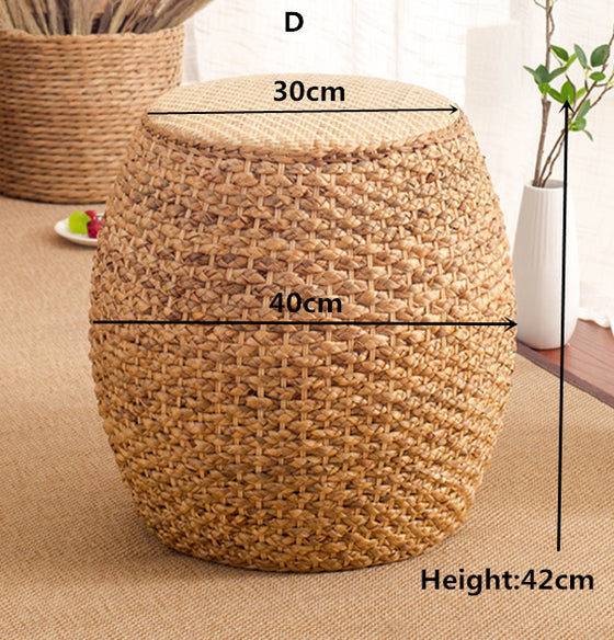 Handwoven Rattan Ottoman | Available in 4 Sizes