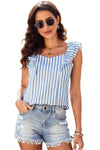 Blue Striped Sleeveless Shirt